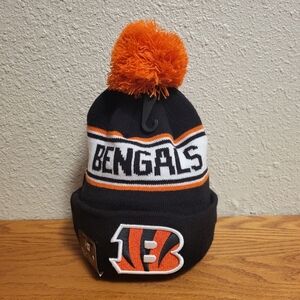 NWT NFL Bengals Black, Orange & White Knit Pom Pom Beanie